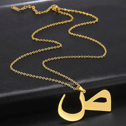 Stainless Steel Arabic Letter 'Alif' Pendant Necklace, Unisex Initial Jewelry - color: Style 02, size: Steel Color