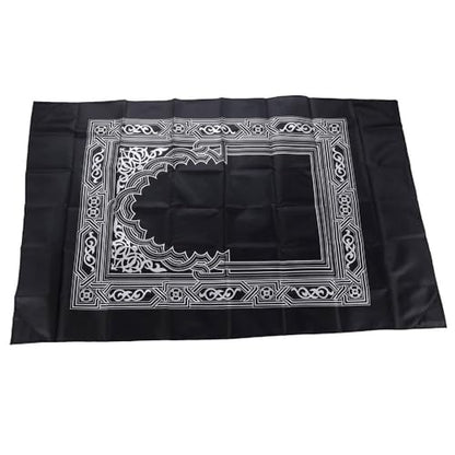 Prayer Rug Polyester Portable Braided Mats Simply Print with Compass in Pouch Travel Home Mat Blanket 100x60cm