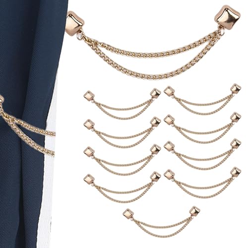 Hijab Magnets with Chain,10X Pinless Brooch Clothes Hijab Pins - Multi-Purpose Powerful Magnetic Buttons for Women - color: Gold