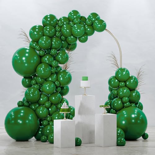 PartyWoo 다크 그린 풍선 128피스 다양한 사이즈 45.7cm(18인치), 30.5cm(12인치), 25.4cm(10인치), 12.7cm(5인치) 에메랄드 헌터, 포레스트 그린 풍선 아치 키트, 생일, 크리스마스, 졸업식, 공룡 정글 테마 파티 장식, 그린-Y5 - color: Green-y56