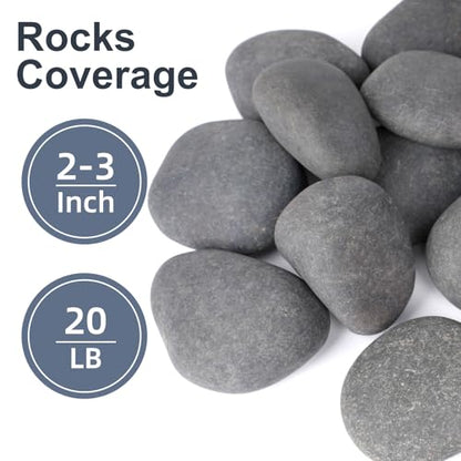 Pulovin 20 lbs River Rocks for Landscaping, 2"-3" Natural Rocks for Aquarium, Fish Tank, Decorative Garden Stones for Plants, Flower Pots, Vase, Walkways - size: 2-3 Inch