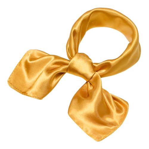 QBSM Womens 23.6 inch Satin Silk Feeling Formal Square Neck Scarf Head Hair Wraps Kerchief - color: Champagne Color