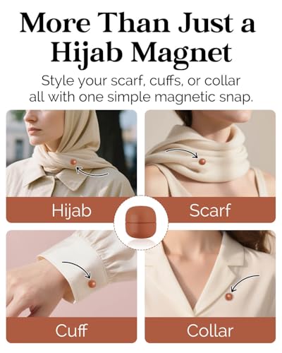 Strong Hijab Magnets, Pinless Magnetic Pins for Women, Multi-Use No Snag Pins for Hijab, Scarf, Shirts, Dress and Clothes with Gift Box - size: 12PCS