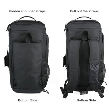 Gym Bag Military Duffle Backpack, Heavy Duty Travel Weekender Bag with Multiple Compartments Including Shoe Compartment Wet-dry Separation Compartment, Adjustable Shoulder Strap 60L Capacity