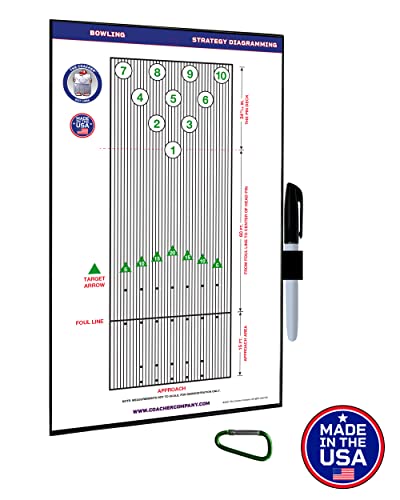 Premium Dry Erase Magnetic Bowling Coaching Coach Board Clipboard - Double-Sided - Made in The USA