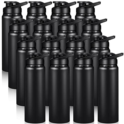 Potchen 16 Pieces Aluminum Water Bottle Bulk 25 oz Sports Water Bottles with Snap Lids Reusable Leak Proof Lightweight Bike Flask for Travel Camping Gym Hiking Fishing