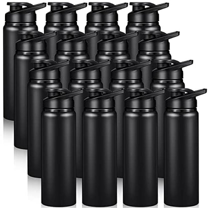 Potchen 16 Pieces Aluminum Water Bottle Bulk 25 oz Sports Water Bottles with Snap Lids Reusable Leak Proof Lightweight Bike Flask for Travel Camping Gym Hiking Fishing