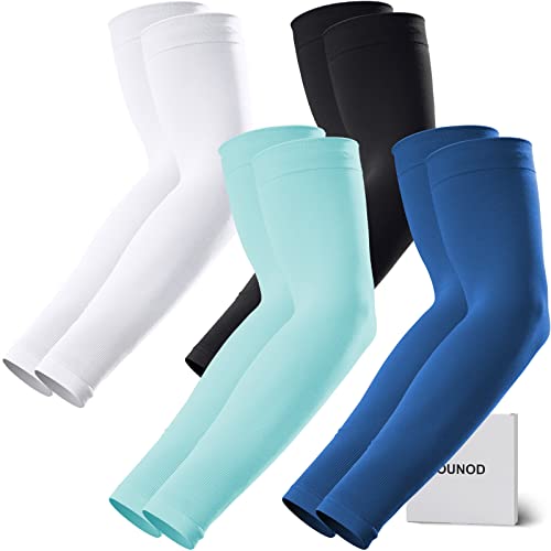 GOUNOD Arm Sleeves for Men Women,Compression Sleeves to Cover Arms for Men Working,Sun Sleeves for Men UV Protection - color: 4 Pairs:black,white,dark Blue,light Blue