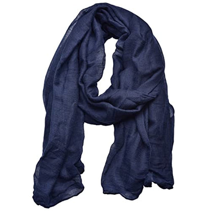 woogwin Women's Scarf Lady Light Soft Fashion Solid Shawl Wraps - color: Navyblue