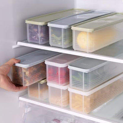 3 Pack Stackable Food Storage Containers - 1500ml (51oz) Fridge Organizer with Removable Drain Plate & Lid for Fish, Meat, Fruits, Vegetables