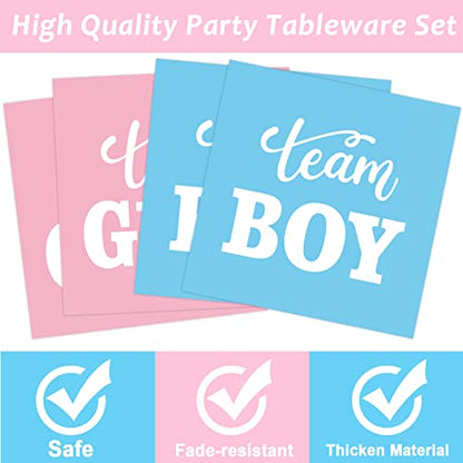 96 PCS Gender Reveal Party Supplies Gender Reveal Plates and Napkins Baby Shower Party Tableware Boy or Girl Disposable Paper Plates Napkins for Party Decorations Supplies Favors for 24 Guests - style: Gender Reveal