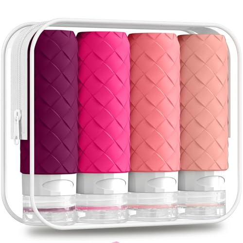 Silevoler Travel Bottles for Toiletries, TSA-Approved Travel Size Container - color: Purplish Red