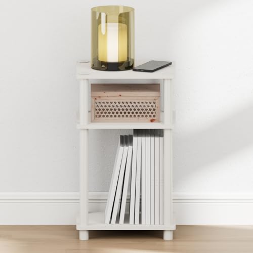 Furinno Just Turn-N-Tube Open Storage Nightstand, 1 Pack, 3-Tier, White/White - color: White/White, size: 1-Pack