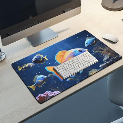 Large Size Gaming Mouse Pad Fishs Desk Mat Non-Slip Base Waterproof Desktop Writing Pad for Office Home - color: Fishs, size: 40X75cm