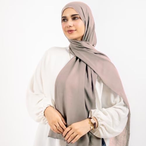Non-see-through Premium Jersey Maxi Hijab Head Scarf Wrap for Muslim Women - color: Light Khaki