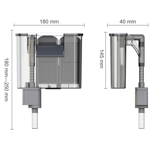 Vimvins Small Aquarium Filter, Quiet Fish Tank HOB Filters for 2 to 10 Gallon Aquariums, Adjustable Flow（Model: 302）