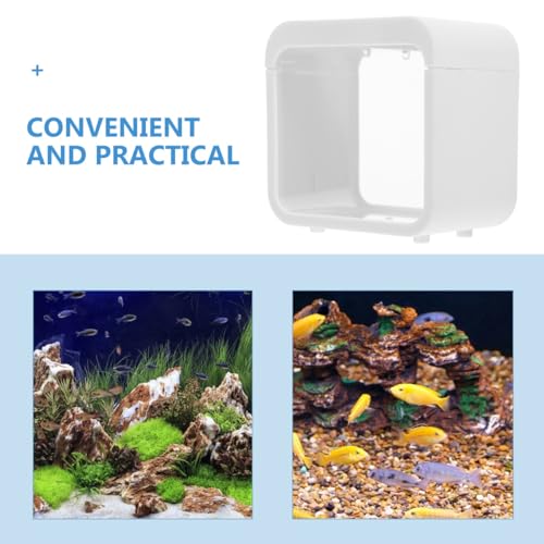 Plastic Aquarium Miniature Kits Small Aquarium Mini Fish Tank Small with LED Lighting Fish Landscape Box Desktop Decoration LED Creative - color: White