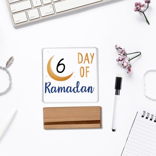 Islamic Ramadan Countdown Decor Ramadan Decorations for Home Table Eid Mubarak Decorations Happy Ramadan Acrylic Sign for Farmhouse Desk Centerpiece - style: Modern