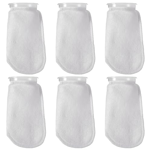 6 Pcs Filter Sock 4 Inch Ring by 10 Inch Long 200 μm, Felt Aquarium Filter Bags for Freshwater Saltwater Aquariums Fish Tank, Sump Filter Socks, Use in Overflows