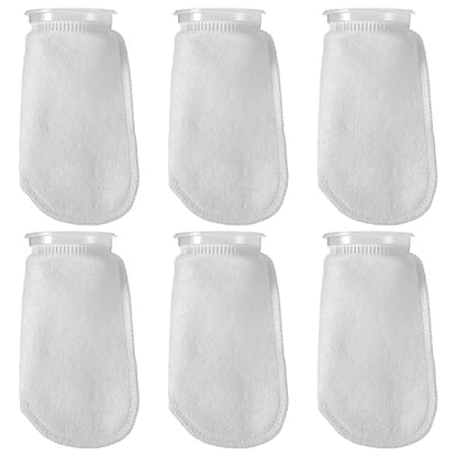 6 Pcs Filter Sock 4 Inch Ring by 10 Inch Long 200 μm, Felt Aquarium Filter Bags for Freshwater Saltwater Aquariums Fish Tank, Sump Filter Socks, Use in Overflows