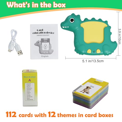 MAYAPHILOS Spanish and English Talking Flash Cards, 224 Sight Words Learn Spanish for Kids, Audible Educational Interactive Autism Sensory Toys for Toddlers - size: 224 Words Spanish and English
