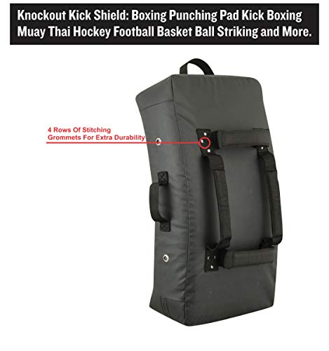 Kicking Shield Curved Muay Thai Strike Pad for Boxing, MMA Taekwondo Karate, Ideal for Martial Arts Suitable for Football, Basketball, Hokey, Lacrosse 28″x15″ - color: Black