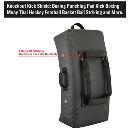 Kicking Shield Curved Muay Thai Strike Pad for Boxing, MMA Taekwondo Karate, Ideal for Martial Arts Suitable for Football, Basketball, Hokey, Lacrosse 28″x15″ - color: Black