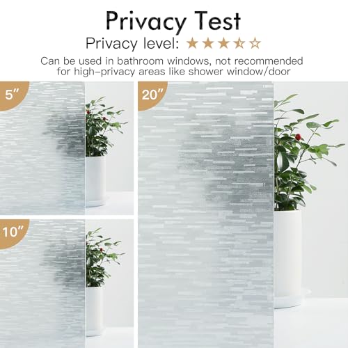 Haton Window Privacy Film, Frosted Stripe Non-Adhesive, 11.8" x 118.1" | Static Cling Removable Frosted Glass Film, Blocks UV & Heat, Anti-glare Privacy Covering for Bathroom & Home Windows - color: Frosted Stripe, size: 11.8" x 118.1"