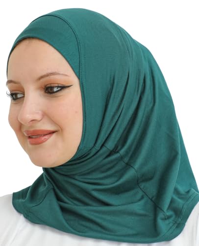 Prien Sport Instant Hijab For Women, Muslim Cotton Turban, Soft Head Scarf, Ready To Wear Hijabs Prayer Clothes, Islamic Wear - color: Emerald