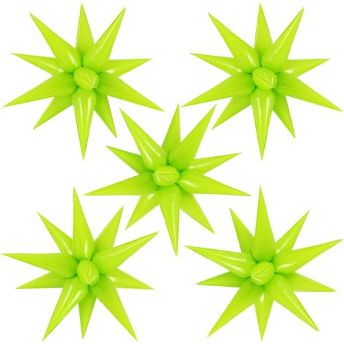 60 Pcs Star Balloons Explosion 12 Point Foil Cone Balloons Magic Balloon Large for Wedding Anniversary Backdrop Birthday Party Decorations Fruit Green - color: Fruit Green