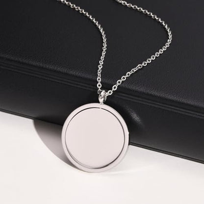 Religious Christian Cross/Freemasonry/Mountain Forest Jewelry 25mm Stainless Steel Round ID Tag Spinner Pendant Necklaces,Hiking Camping Lover Gift - style: Blue-Allah Symbol B