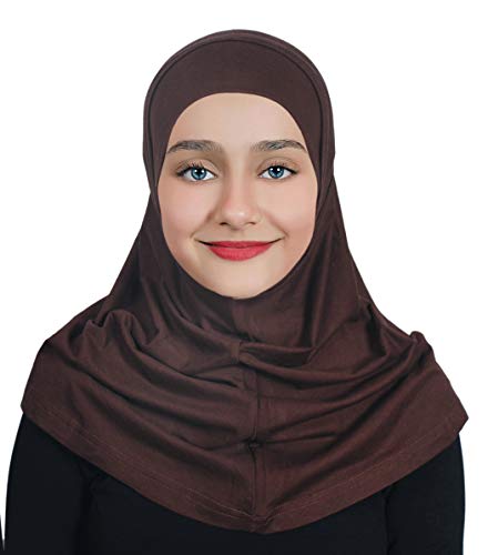 Girl's Hijab Cotton 1 Piece Amira Hijab - color: Brown