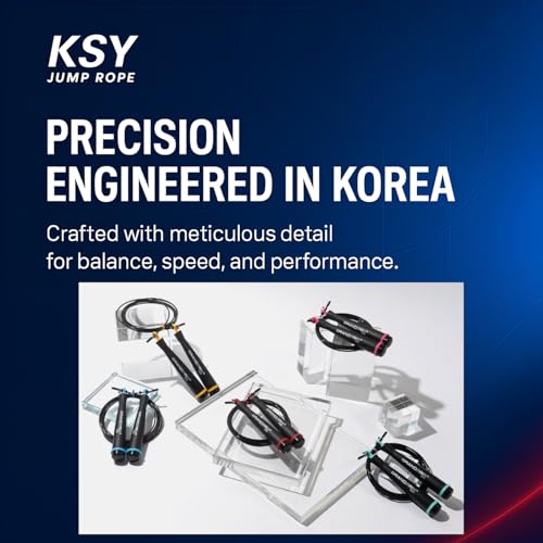Jump Rope for Men and Women (Grand Prix Ultra Speed Series) – Adjustable Wire Rope for CrossFit, Boxing, and Fitness Training – Smooth, Fast, Tangle-Free Rotation (Made in Korea) - color: Black/Sky