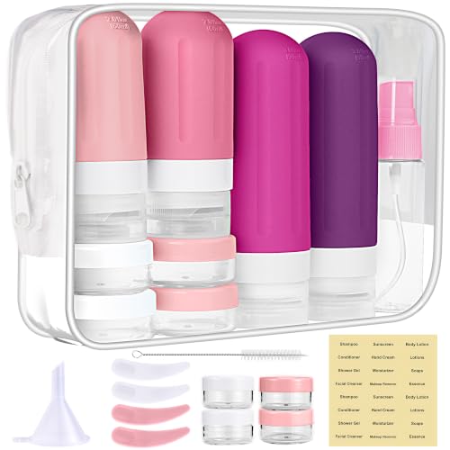 Landisun Travel Bottles for Toiletries 18Pack Travel Size Containers Toiletry Travel-Containers TSA Approved Leak Proof (Crimson) - color: Crimson