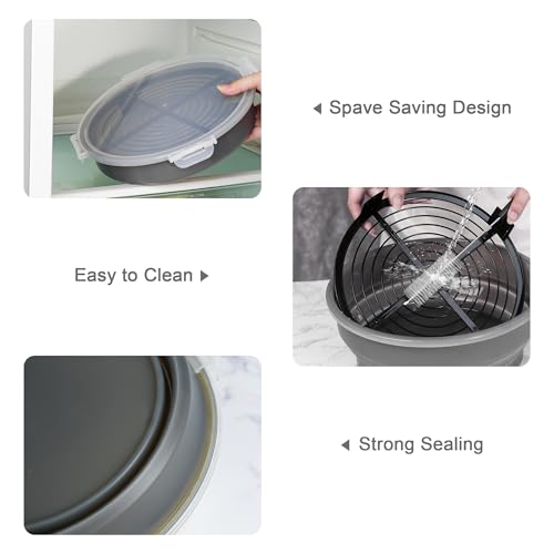 Collapsible Batter Bowl - Breading Bowl Shaker with Lid, Gray - color: Gray