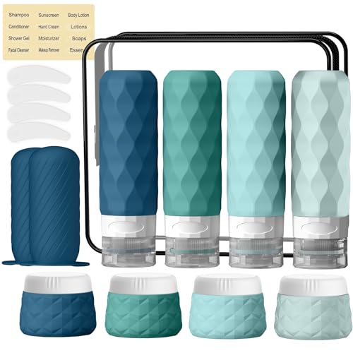 Silevoler 16Pack Travel Bottles for Toiletries, Bottles, Jars, and Covers - color: Mint Green