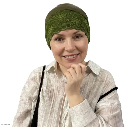 Lucky staryuan® 3 Pack Lace Hijab UnderCap for Women, Non Slip Hijab Cap, Islamic Muslim Under Scarf for Women - color: Army Green Navy Blue Wine Red