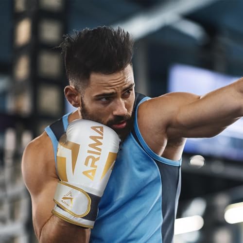 Boxing Gloves - Premium PU Leather, Heavyweight - Ideal for Boxing, Kickboxing, Muay Thai & Fitness Training - color: White, size: 10 oz.