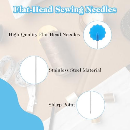 200 Pcs Sewing Pins for Fabric Flat Head Straight Pins