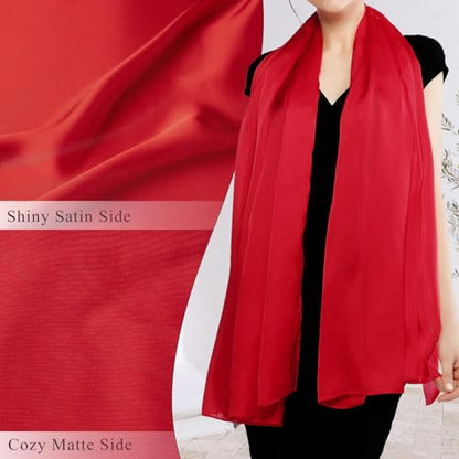 RIIQIICHY Women Shawls and Wraps for Evening Dresses Like Chiffon Silk Scarf Formal Silky Pashmina Shawls for Weddings - color: Red