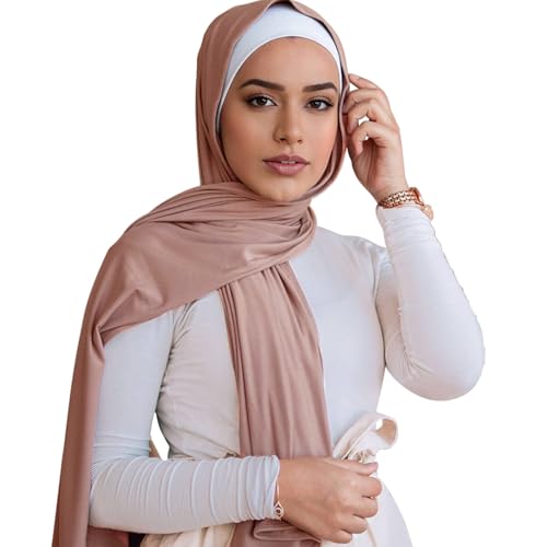 Modal silk scarf for Women Long Scarf for African Hair Wraps Stretch Head Wrap Scarves Fashion Long Scarf Shawls - color: Hide Powder-soft Cotton Muslim, size: 27x67inch