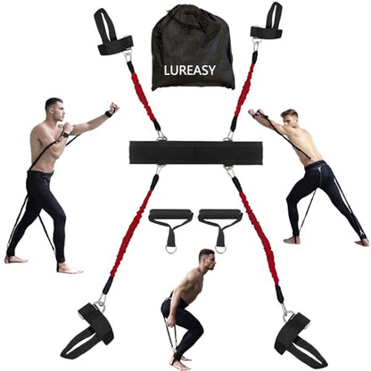12pcs/Set Boxing Resistance Bands, Boxing Equipment,Training Equipment, Boxing Trainer, Boxing Gear, Latex Resistance Belt Taekwondo Explosive Power Training Multi Functional Tension Rope Set - color: Red
