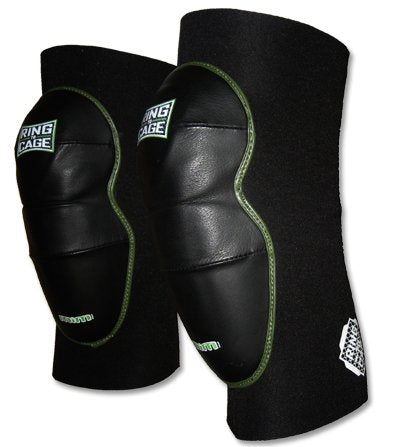 Ring to Cage Deluxe MiM-Foam Knee Pads - Leather for MMA Grappling Jiu Jitsu-Regular - size: Regular