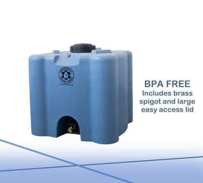 30 Gallon Stackable Emergency Water Storage Tank – Heavy-Duty Water Barrel for Long-Term Drinking Water or Preparedness - color: Blue