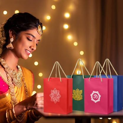 Lincia 16 Pcs Indian Return Gift Bags for Pooja Diwali Festival,Vivid - style: Vivid