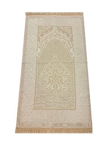 ihvan online Prayer Gift Box for Hajj and Umrah, Muslim Prayer Rug, Islamic Mat, 99 & 33 Pearly Beads Tesbih, Yaseen Book, Miswak, Hijab, Islamic Deluxe Set for Ramadan & Eid Gift, White/Set 1 - color: White / Set 1