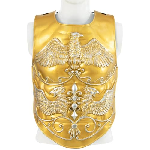 3 Pcs Medieval Knight Chest Guard, Retro Viking Body Chest Protector for Cosplay Party Renaissance Costume - color: Gold
