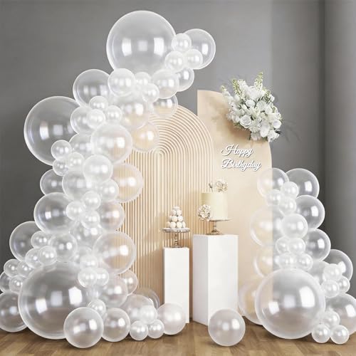 RUBFAC Clear Balloons Different Sizes 135pcs for Birthday Arch - color: Clear