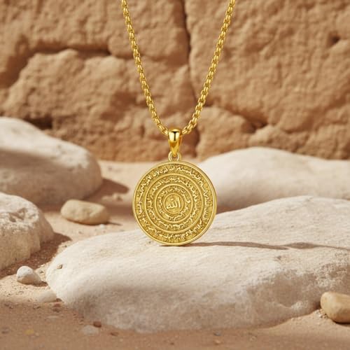 PELOVNY Allah Necklace for Men Women 925 Sterling Silver Islam Allah Pendant Chain Islamic Muslim Religious Jewelry Gifts - color: Allah-02-Golden
