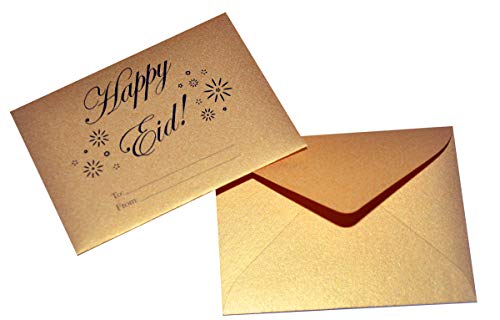 Zaffron Eid Holiday Golden Mini Gift Envelopes for Gift Cards (2.7 x 3.7 inches, 10 pack)
